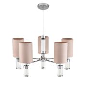 6585/5 MODERNI LN25 56 хром/бежевый, металл/текстиль, стекло Люстра подвесная E14 5*40W 220V ARNIKA