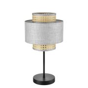 8043/1T MODERNI LN25 266 черный/серый/бежевый, металл/текстиль/ротанг Настольная лампа Е27 1*60W 220V LAUNA