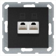 Розетка компьютерная 2-м RJ45 IP20 кат. 5E механизм антрацит Jasmart G6106B