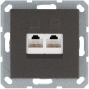 Розетка компьютерная 2-м RJ45 IP20 кат. 5E механизм мокко Jasmart G6106Z