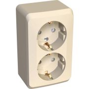 Розетка 2-м ОП Этюд 16А IP20 250В с заземл. защ. шторки крем. SE PA16-008K