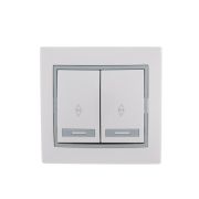 Переключатель проходной 2-кл. СП Mira 10А с сер. вставкой бел. LEZARD 701-0215-106