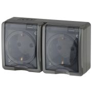 Розетка 2-м ОП Эра Эксперт 11-2404-03 16А IP54 16AX 250В 2х2P+E защ. шторки сер. Эра Б0020719