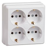 Розетка 4-м ОП Октава РС24-3-ОБ 16А IP20 с заземл. бел. GENERICA ERO41-K01-16-DC
