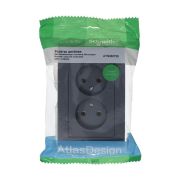 Розетка 2-м СП AtlasDesign 16А IP20 без заземл. в сборе грифель SE ATN000720