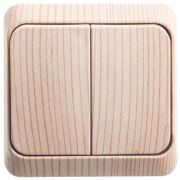 Выключатель 2-кл. ОП Этюд Дача 10А IP20 сосна SE BA10-002D